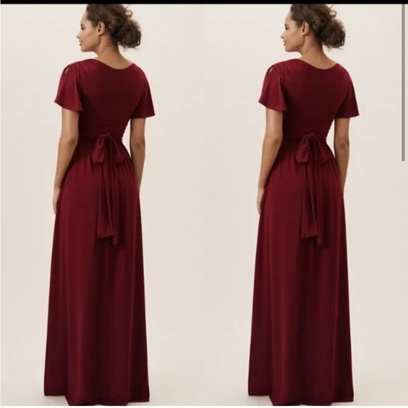 • BHLDN • Mendoza Maxi Dress Gown Burgundy Red 6 Women’s - Picture 2 of 6